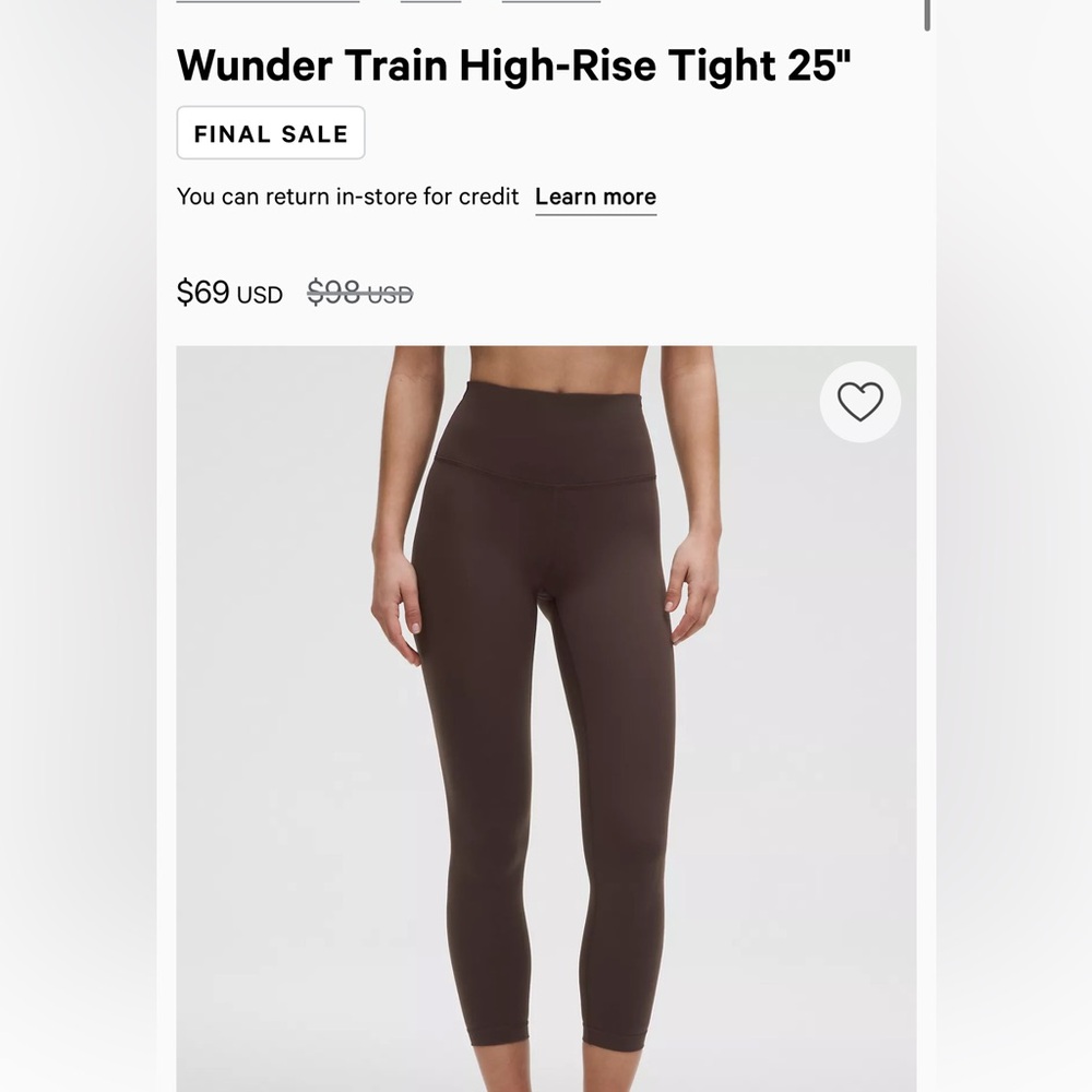 lululemon athletica Wunder Train High-Rise Tight 25" - Brown